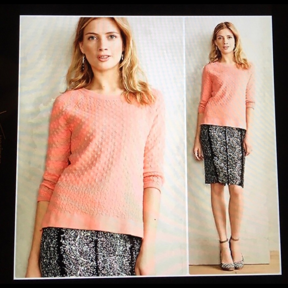 🌸Anthropologie field flower coral sweater🌸